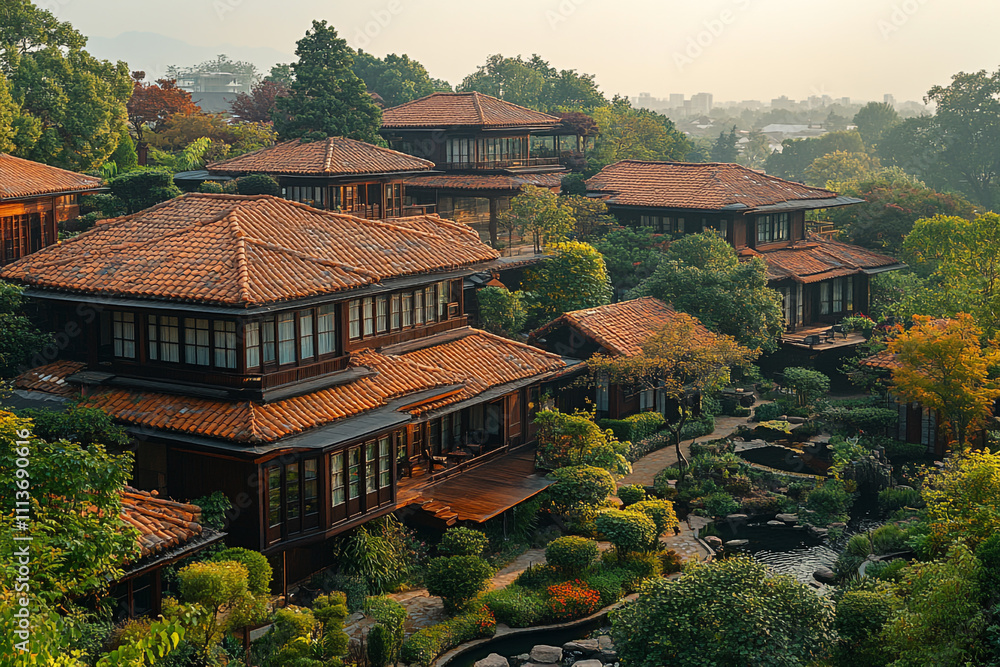 Asian Style Homes Nestled In Lush Green Gardens Asian Style Homes Nestled In Lush Green Gardens
