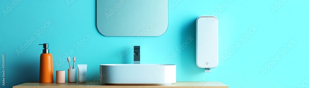 A childproof medicine cabinet in a bright bathroom A childproof medicine cabinet in a bright bathroom