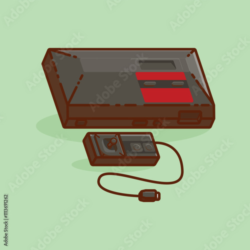 Simple game console and controller SEGA Master System cartoon vector illustration Collection of game console concept icon isolated