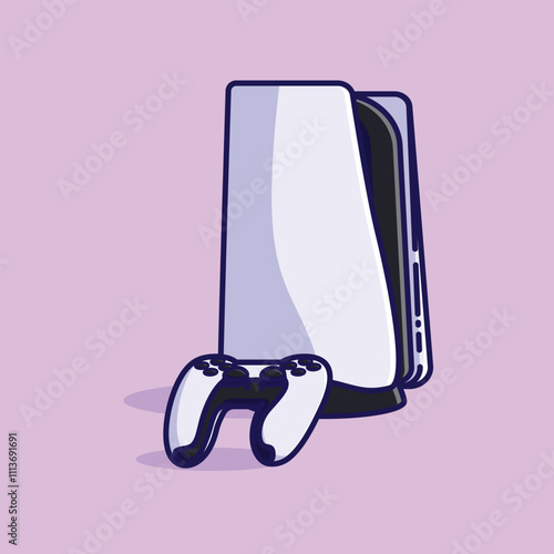 Simple game console and controller playstation 5 cartoon vector illustration Collection of game console concept icon isolated