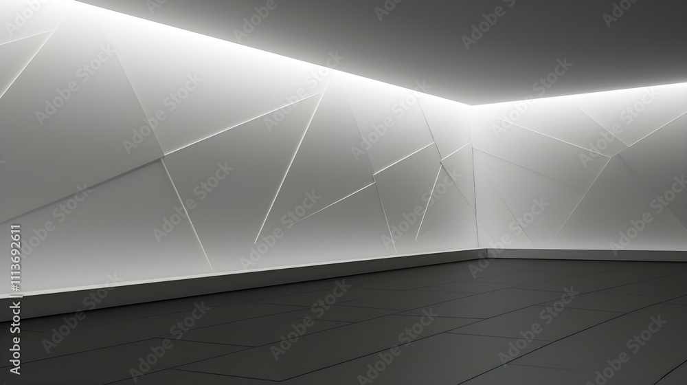 Empty white Room with beautiful Neon Lighting. Futuristic Interior Design Empty white Room with beautiful Neon Lighting. Futuristic Interior Design