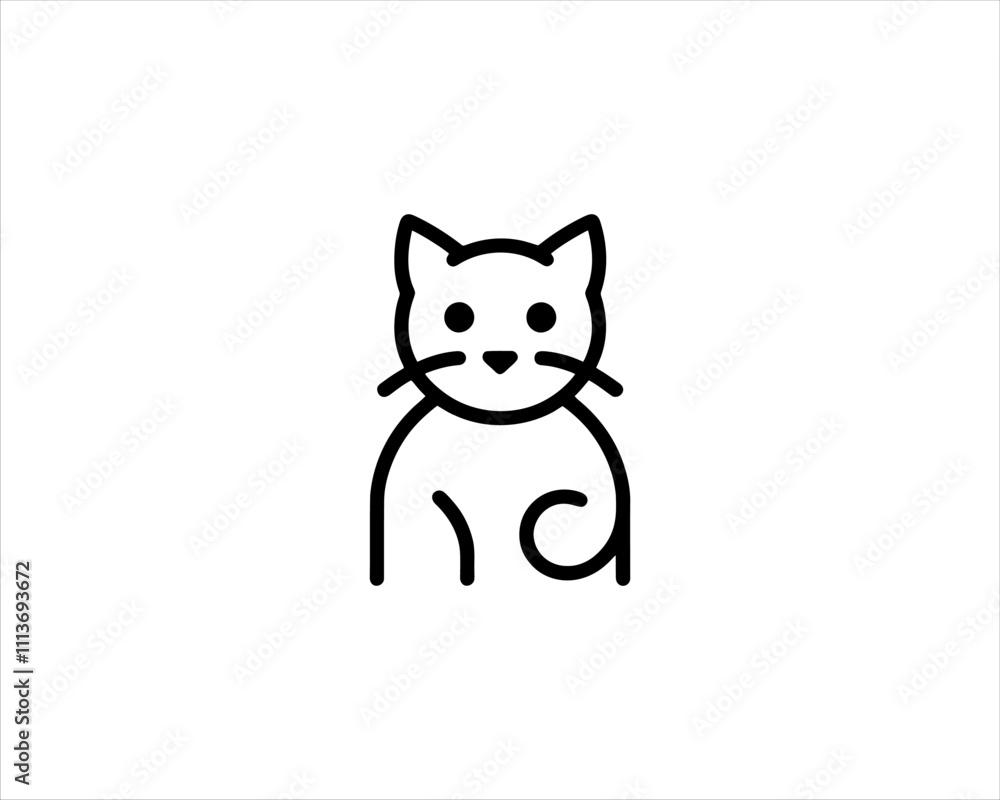 Minimalist Cat line art logo design icon vector illustration. Animal logotype concept. Outline cat logo. Minimalist Cat line art logo design icon vector illustration. Animal logotype concept. Outline cat logo.