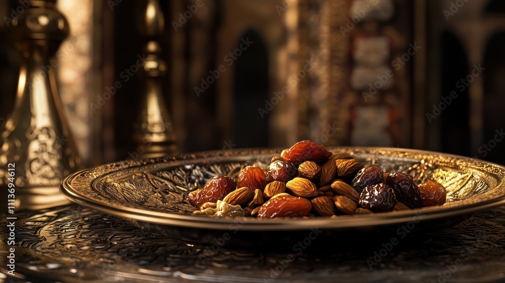 Dates and Almonds in a Golden Bowl Dates and Almonds in a Golden Bowl