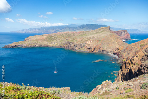  landscape along the vereda da Ponta de Sao Lourenço in Madeira, portugal