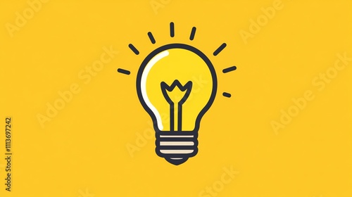 A simple yellow lightbulb illustration on a yellow background.