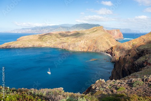  landscape along the vereda da Ponta de Sao Lourenço in Madeira, portugal