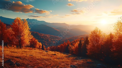 Beautiful landscape of mountains during autumn