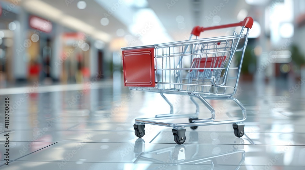 custom made wallpaper toronto digitalA shopping cart positioned in a modern retail environment with a polished floor.