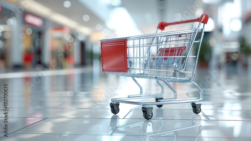 Wallpaper Mural A shopping cart positioned in a modern retail environment with a polished floor. Torontodigital.ca