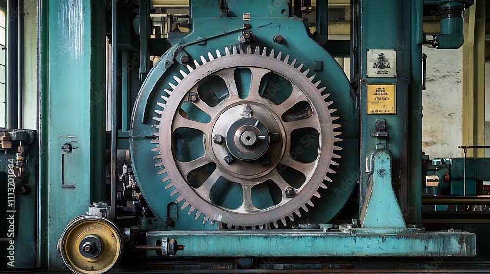 Industrial Gear Mechanism Close Up Industrial Gear Mechanism Close Up