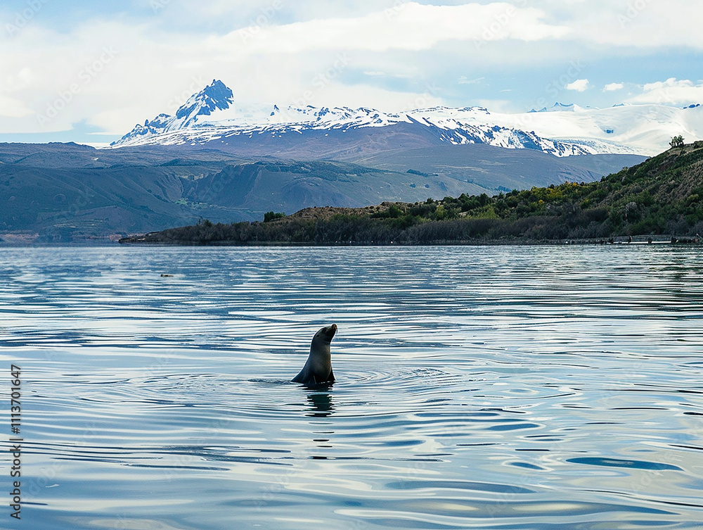 Obraz premium a Patagonian sea lion on the coast of Chile