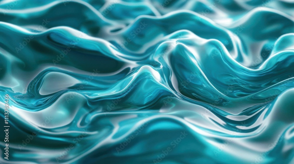 Obraz premium Abstract Turquoise Liquid Waves: A Study in Movement and Flow