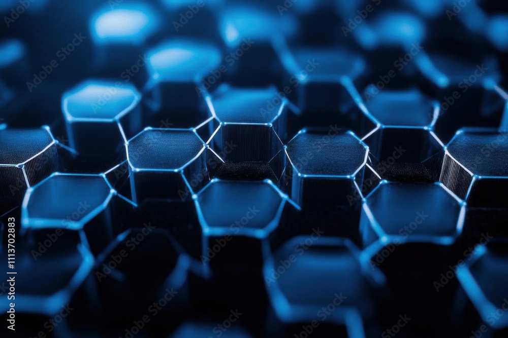 Abstract Hexagon Pattern - Blue Geometric Background
