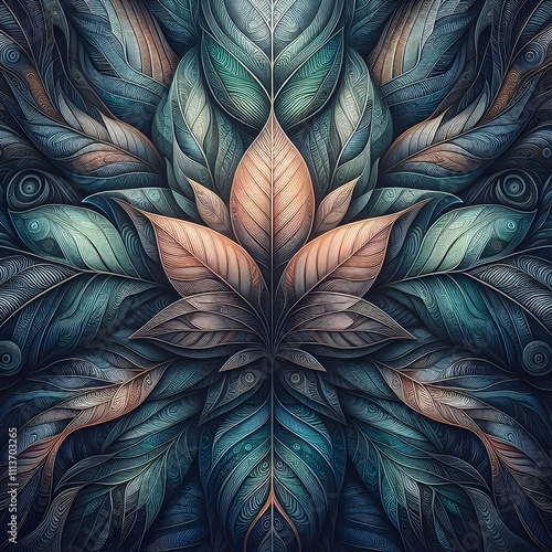 Wallpaper Mural Leaf pattern plant tree art (1)_Nero AI_Photo Torontodigital.ca