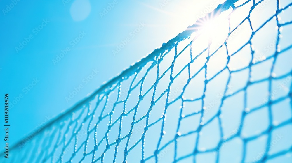 Sun shining through blue net against clear sky Sun shining through blue net against clear sky
