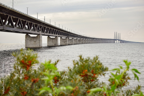 Blurry image of the Oresund Bridge.