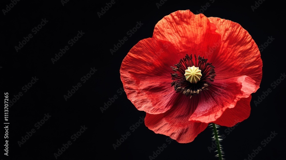 Red Poppy Flower on a Black Background Red Poppy Flower on a Black Background