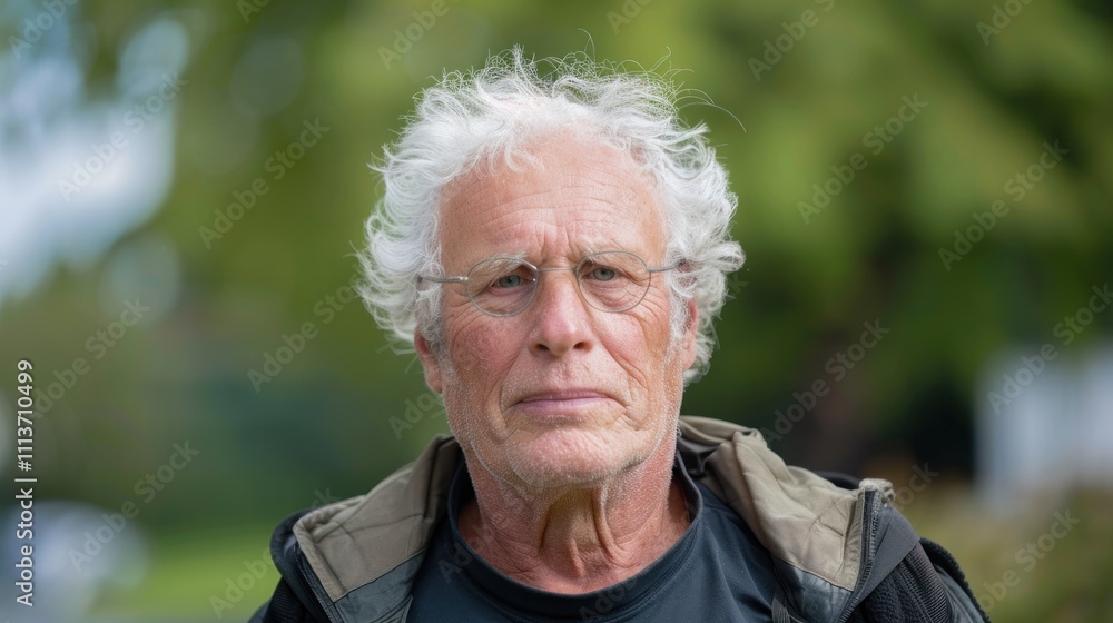 An elderly man with gray hair stands outdoors, looking thoughtfully into the distance, surrounded by greenery. An elderly man with gray hair stands outdoors, looking thoughtfully into the distance, surrounded by greenery.