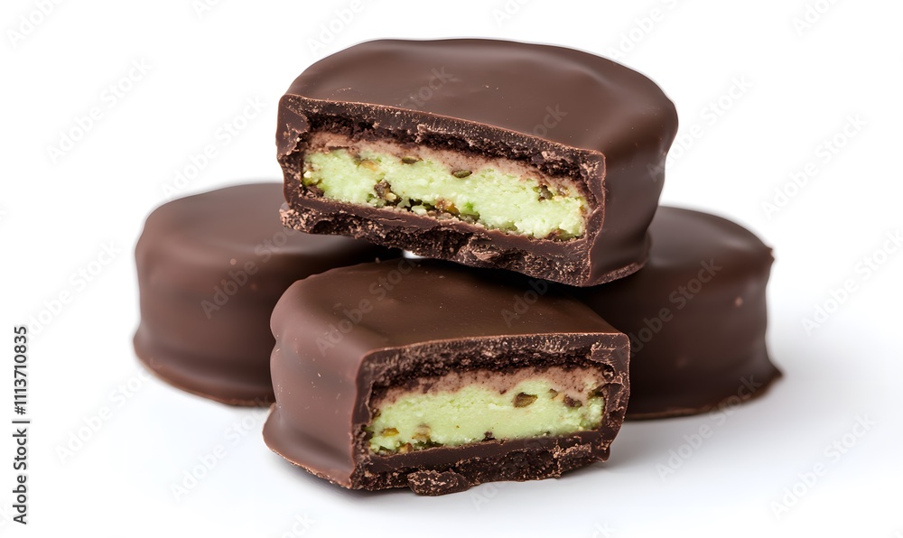 chocolate with pistache filling, Generative AI chocolate with pistache filling, Generative AI