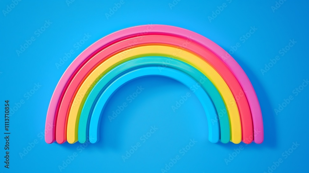 A vibrant rainbow arching over a solid sky background A vibrant rainbow arching over a solid sky background
