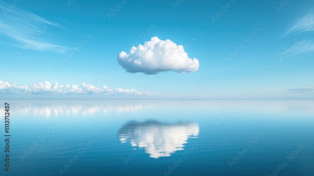 Single Cloud Reflecting in a Calm Ocean Single Cloud Reflecting in a Calm Ocean
