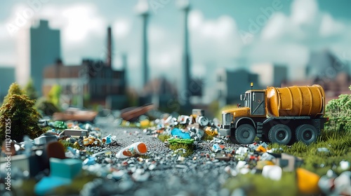 Miniature Cityscape: Pollution and Environmental Concerns photo