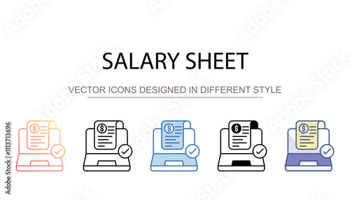 Salary Sheet icon design with white background stock illustration