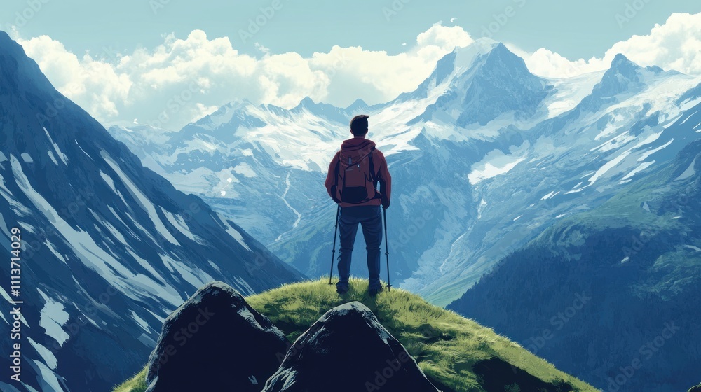 Majestic Mountain Vista: A Hiker's Solitude Majestic Mountain Vista: A Hiker's Solitude