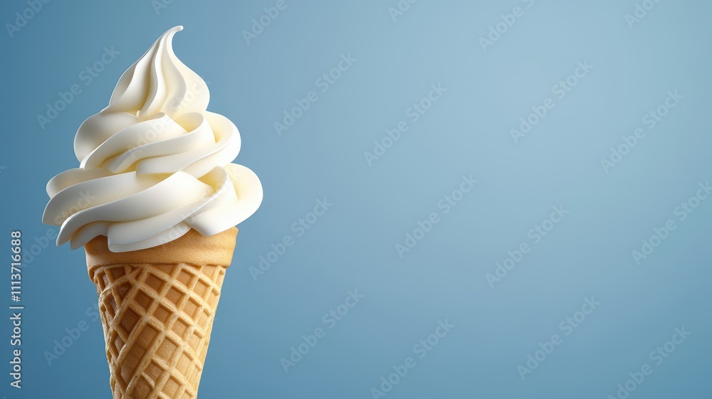 Delicious classic vanilla ice cream cone with a bite light background food photography dessert scene Delicious classic vanilla ice cream cone with a bite light background food photography dessert scene