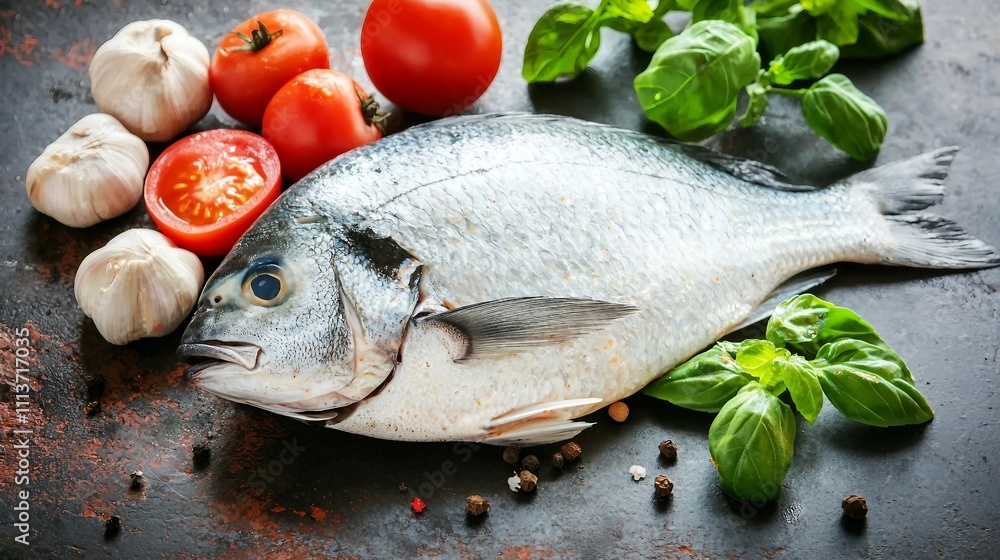 Fresh Fish with Aromatic Herbs and Vegetables Fresh Fish with Aromatic Herbs and Vegetables