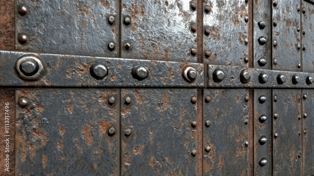 Close-up of Rusted Metal Panel with Rivets Close-up of Rusted Metal Panel with Rivets