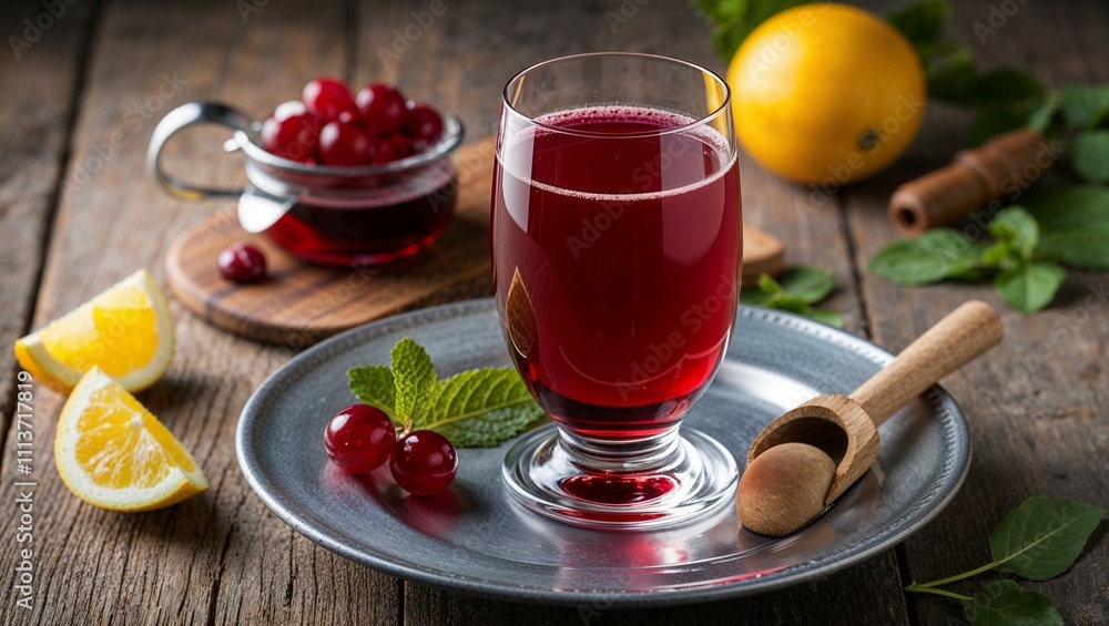 Aromatic, mulled wine with warm spices, nestled in a cozy mug, ready to warm you up Aromatic, mulled wine with warm spices, nestled in a cozy mug, ready to warm you up