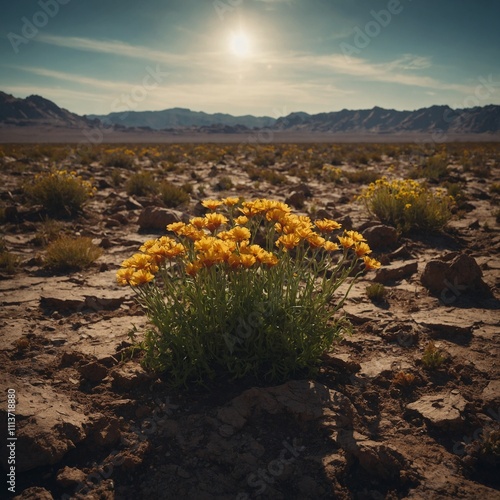 Write about a hDescribe a flower growing on another planet. What adaptations does it have to survive there?idden valley filled with flowers that whisper secrets when touched.
 photo