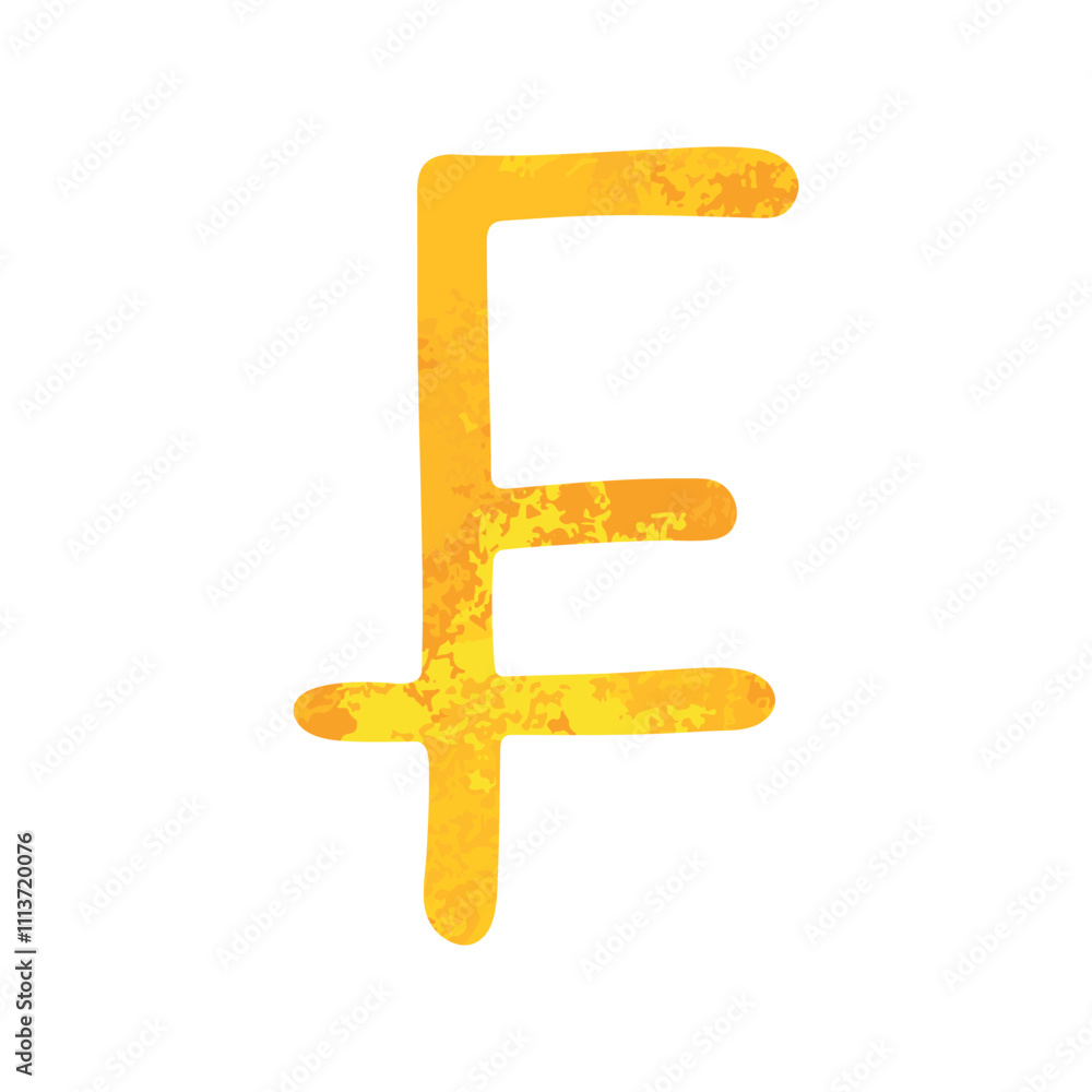 Hand drawn swiss franc Gold currency symbol Brush stroke doodle Single element for design Hand drawn swiss franc Gold currency symbol Brush stroke doodle Single element for design
