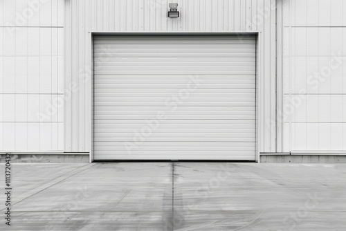 Obraz na płótnie Closed white roller shutter door automatic metal roller door used in factory storage garage. w salonie