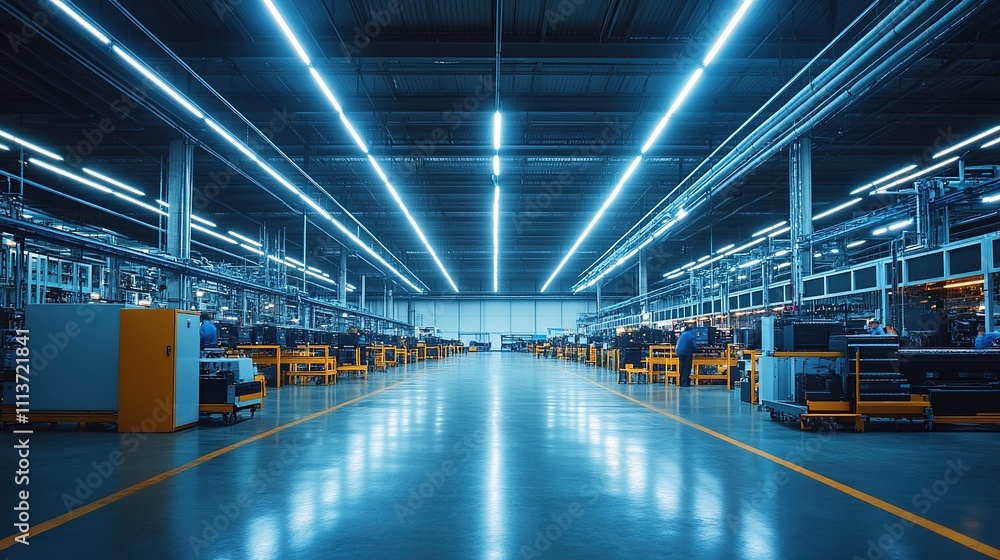 Illuminated Industrial Factory Interior: A Glimpse into Modern Manufacturing Illuminated Industrial Factory Interior: A Glimpse into Modern Manufacturing