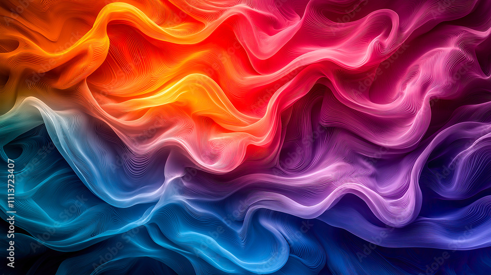 Vibrant Abstract Waves of Multicolored Gradient Textures. Vibrant Abstract Waves of Multicolored Gradient Textures.