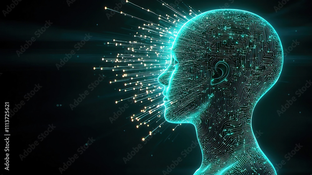Futuristic holographic human head concept. Luminous Creative idea Concepts , Glow-Inspired Creations Futuristic holographic human head concept. Luminous Creative idea Concepts , Glow-Inspired Creations