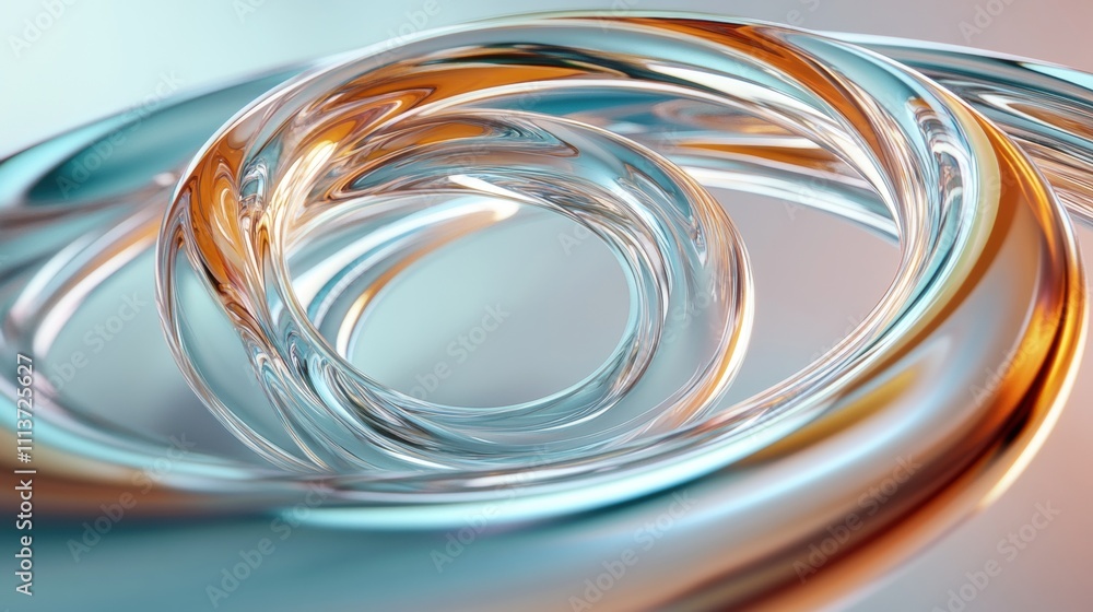 Abstract swirling loops of glass, merging hues of amber and blue, creating a dynamic and fluid visual experience. Abstract swirling loops of glass, merging hues of amber and blue, creating a dynamic and fluid visual experience.