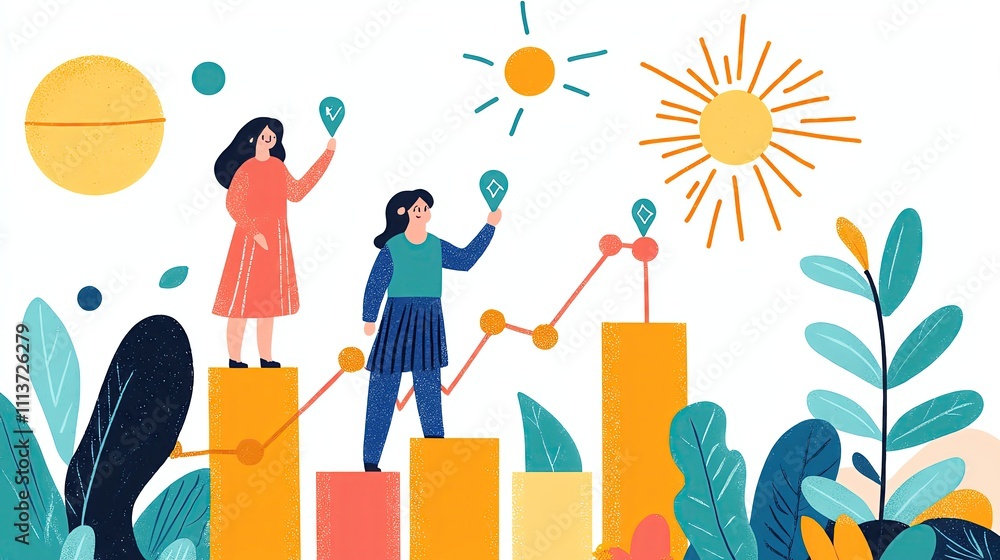 Women analyzing growth data in a vibrant setting. Luminous Creative idea Concepts , Glow-Inspired Creations Women analyzing growth data in a vibrant setting. Luminous Creative idea Concepts , Glow-Inspired Creations