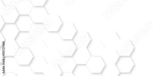 White Hexagonal Background. Luxury White Pattern. Futuristic abstract honeycomb mosaic white background. geometric mesh cell texture. modern futuristic wallpaper.