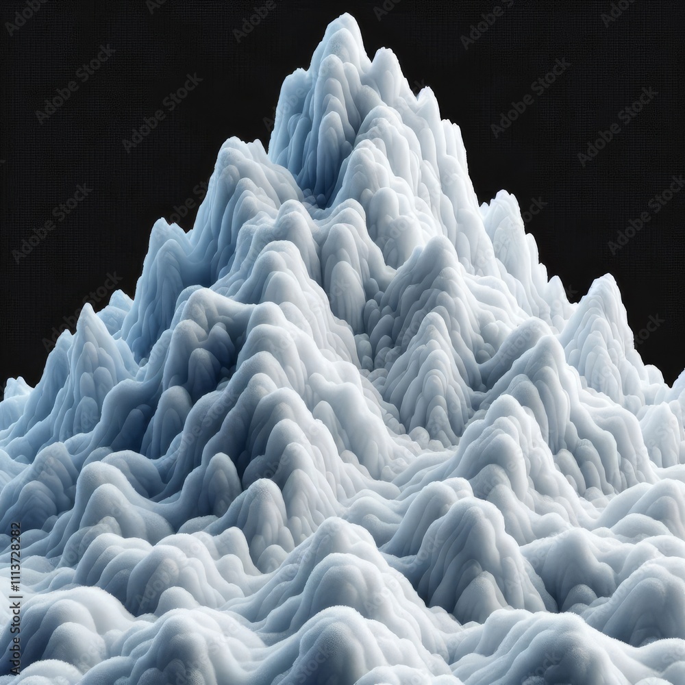 Obraz premium large detailed, macro photography pile of snow on white isolated background 
