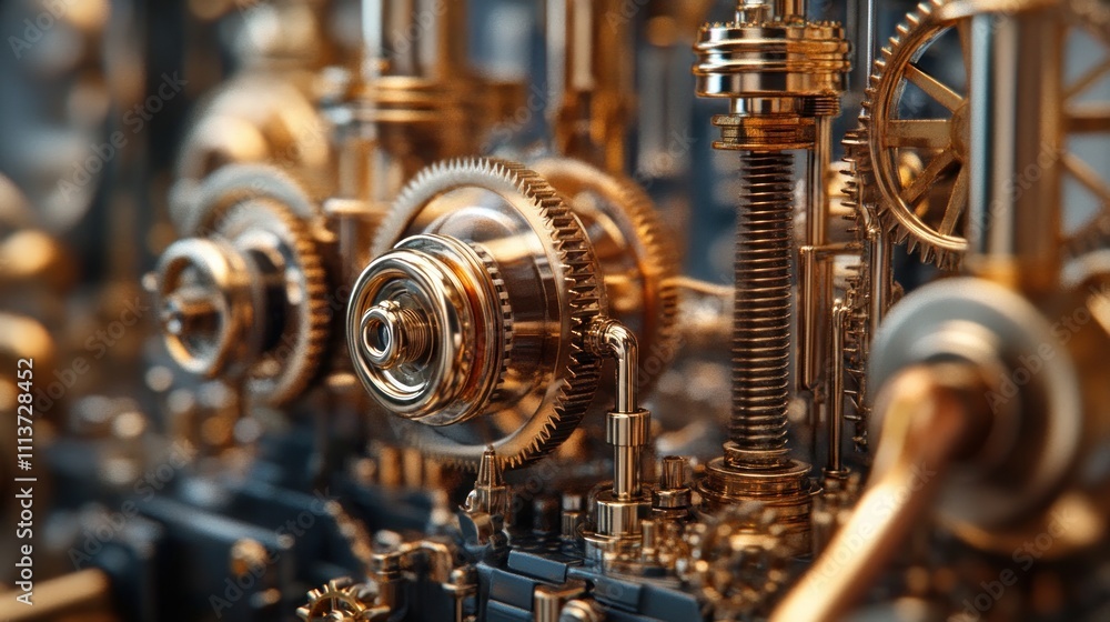Intricate Golden Gears: A Close-Up of Mechanical Marvel Intricate Golden Gears: A Close-Up of Mechanical Marvel