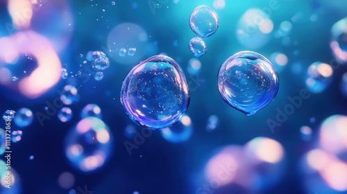 Wallpaper Mural Colorful soap bubbles drifting in a vibrant blue background, creating a serene and playful atmosphere. Torontodigital.ca