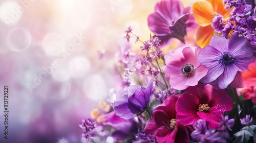 Vibrant colorful flower bouquet closeup.