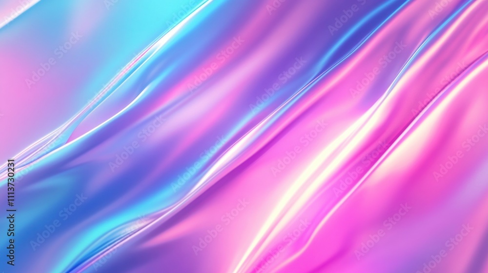 A vibrant wave of iridescent colors blending from blue to pink, creating a mesmerizing abstract pattern. A vibrant wave of iridescent colors blending from blue to pink, creating a mesmerizing abstract pattern.