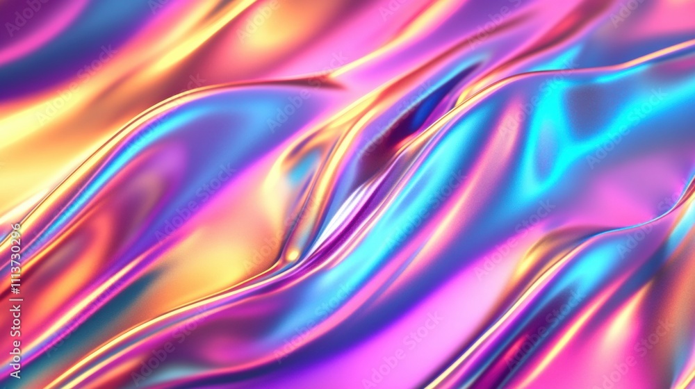 A vibrant, colorful wave of shimmering silk-like fabric with hues of purple, pink, and gold. A vibrant, colorful wave of shimmering silk-like fabric with hues of purple, pink, and gold.