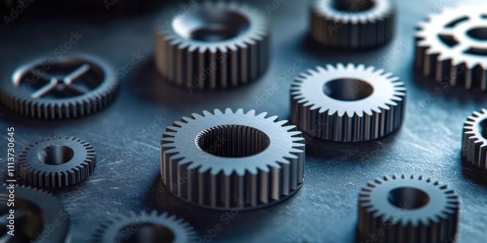 Collection of gears are shown in various sizes and shapes Collection of gears are shown in various sizes and shapes