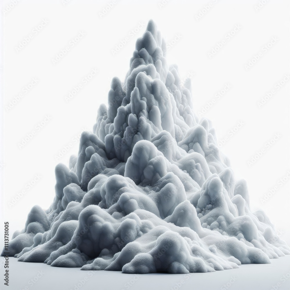 Obraz premium large detailed, macro photography pile of snow on white isolated background 