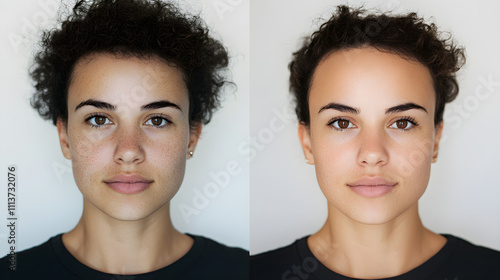 Before & After Young Woman's Skincare Transformation.